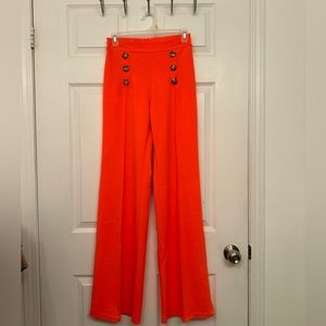 Fashion Nova Bailey Button High Rise Pants - Neon Coral